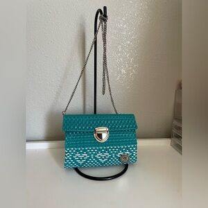 Elegant Teal and White Crossbody Bag